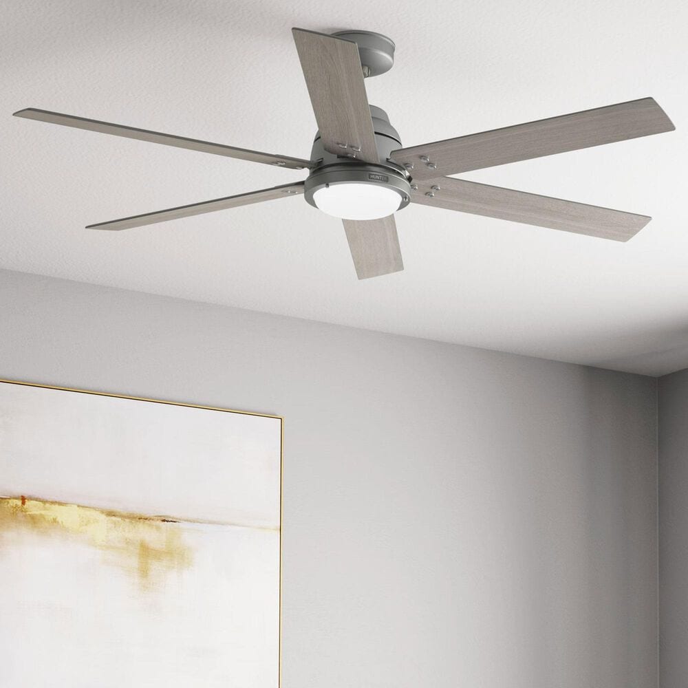 Hunter Gravity 60&quot; Ceiling Fan with LED Light in Matte Silver, , large