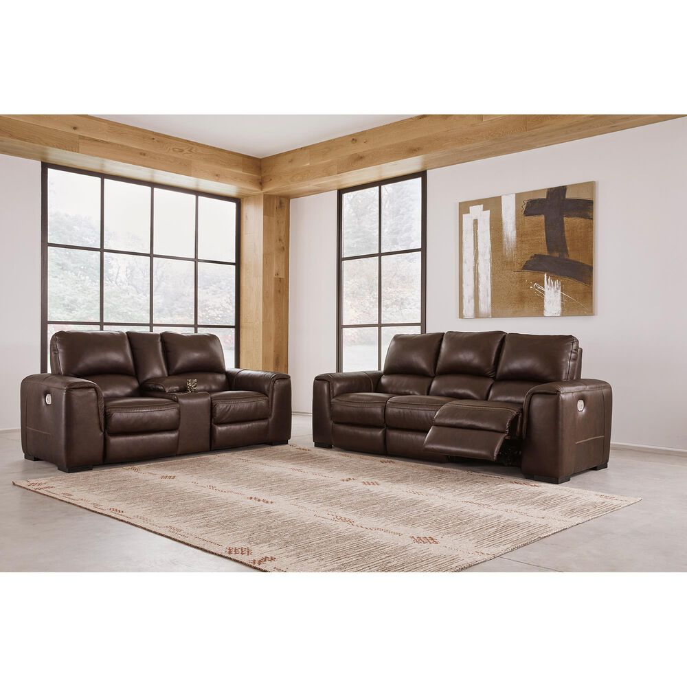 Ashley Alessandro Power Reclining Console Loveseat in Walnut, , large