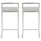 LumiSource Fuji 26" Stacker Counter Stool with Light Grey Cowboy Upholstery in Brushed Stainless Steel (Set of 2), , large