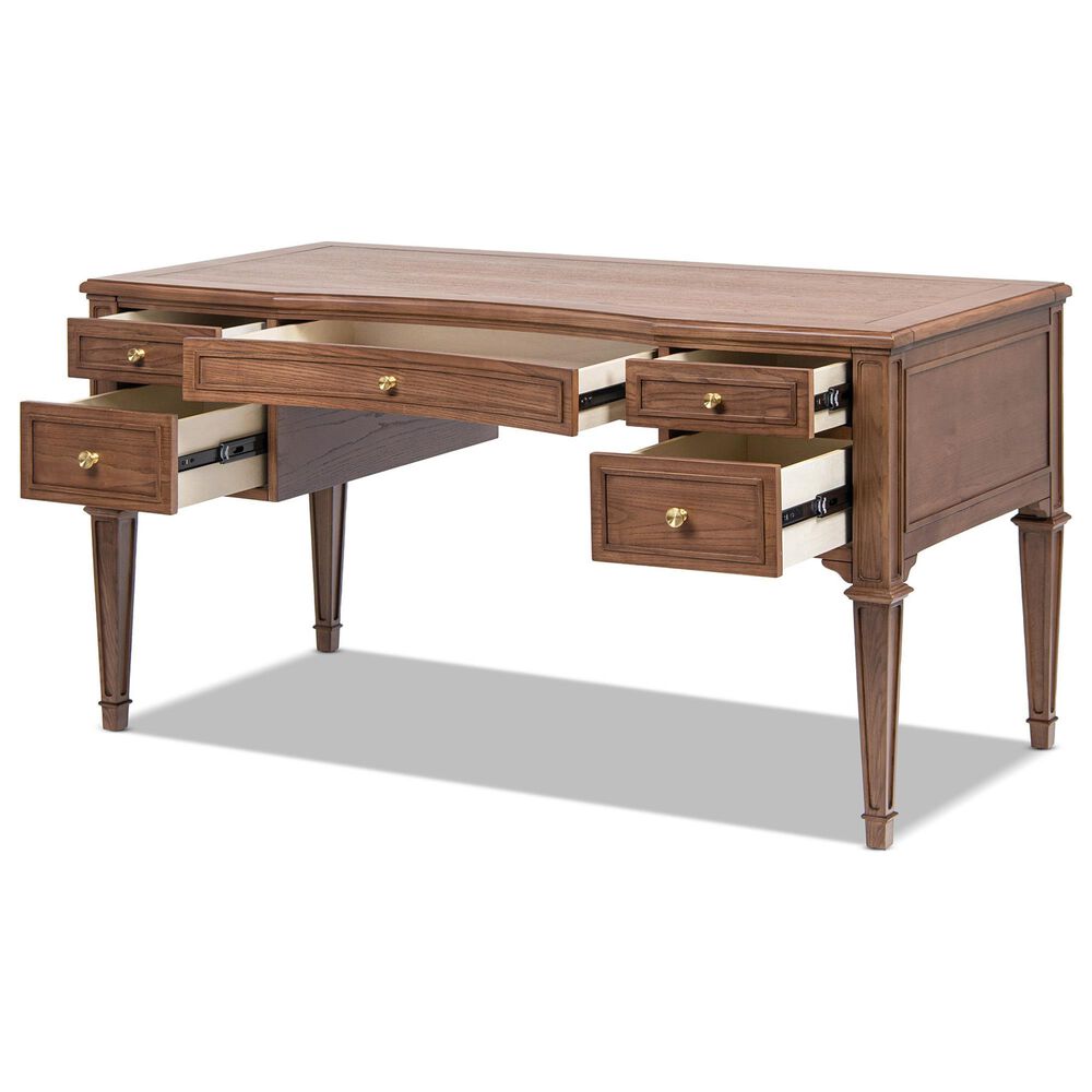 Jennifer Taylor Home Dauphin 59" 5-Drawer Executive Desk in Brown, , large