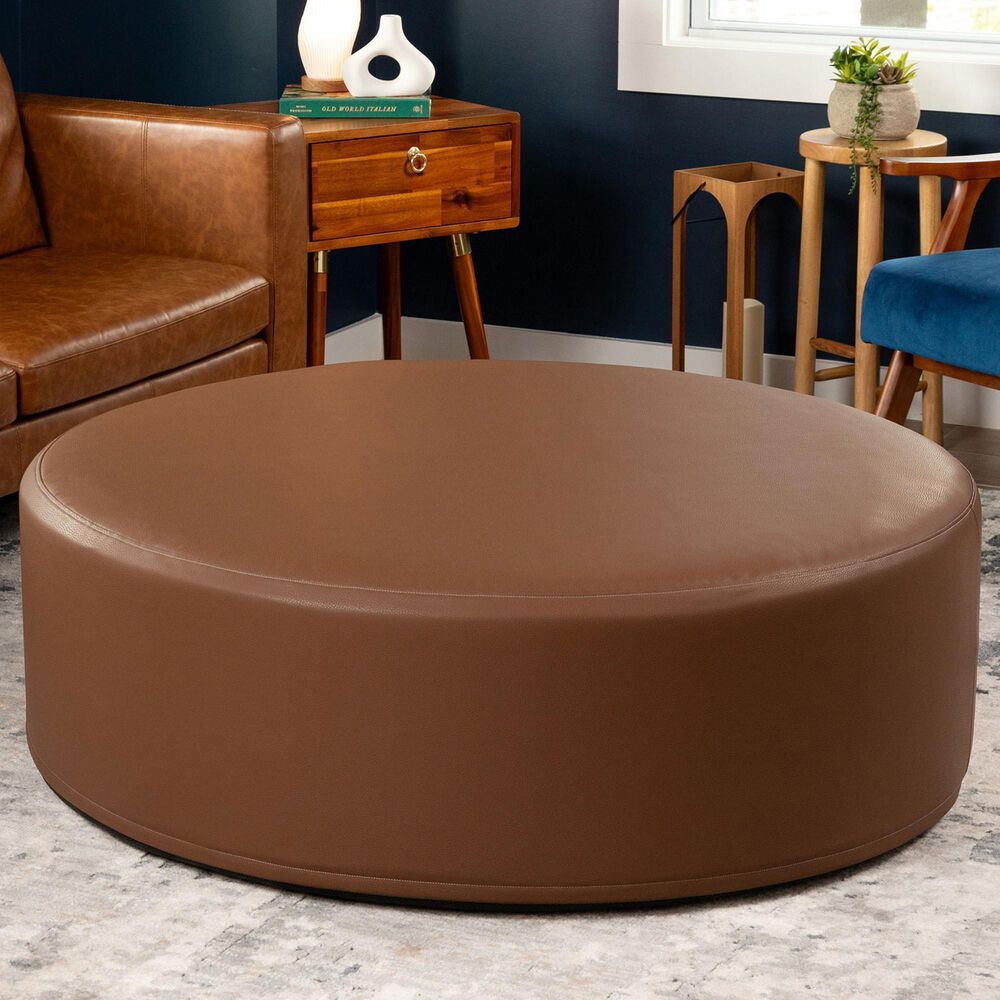 Jaxx Candler Round Ottoman in Walnut, , large