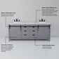 Lexora Home Marsyas 80" Double Bathroom Vanity in Dark Grey with White Carrara Marble Top and Rectangular Sinks, , large