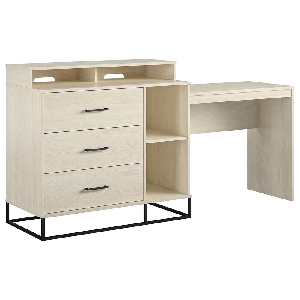 DHP Kelly 3 in 1 Media Dresser & Desk in Ivory Oak, , large