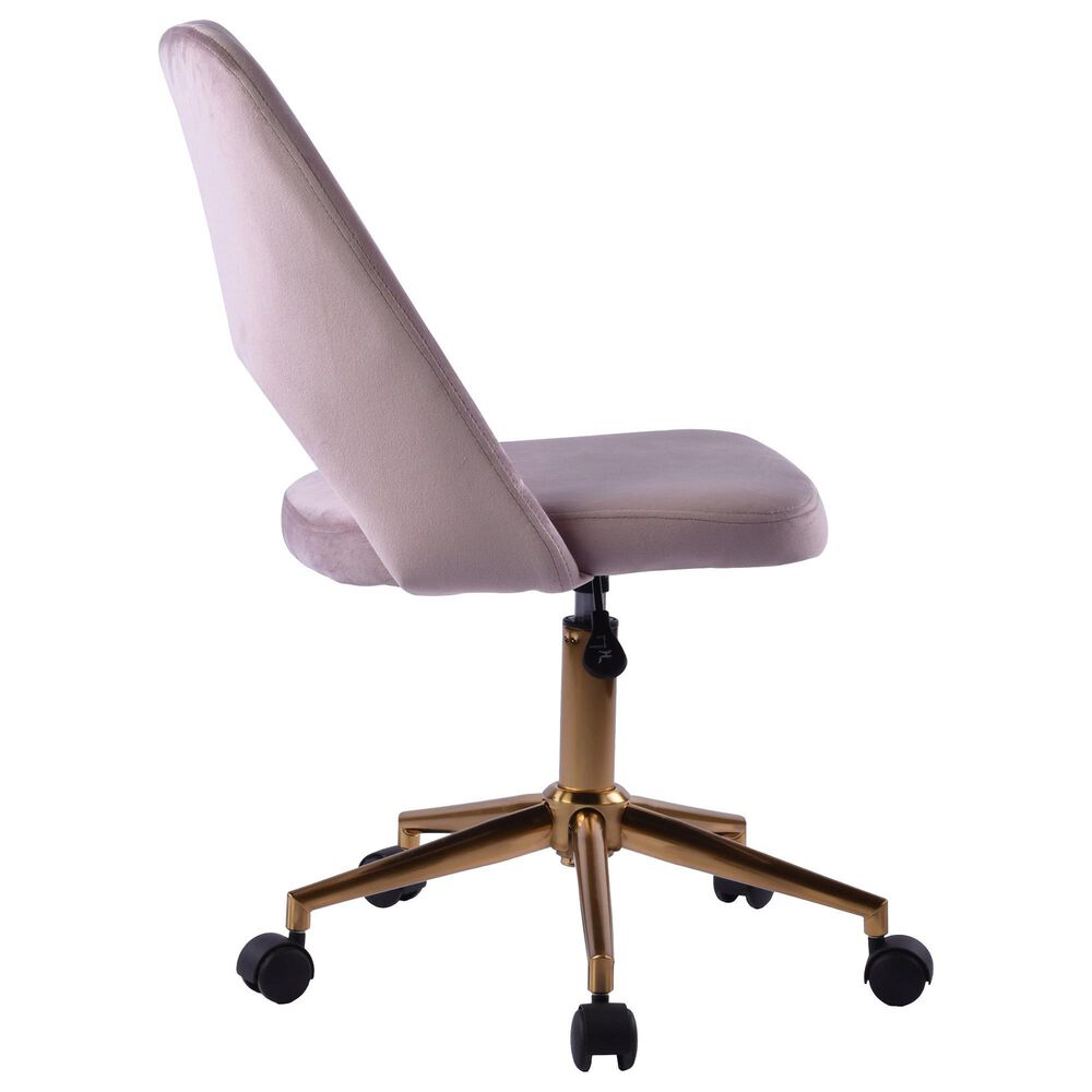 Impressions Vanity Maya Swivel Vanity Chair with Pink Cushion in Gold, , large