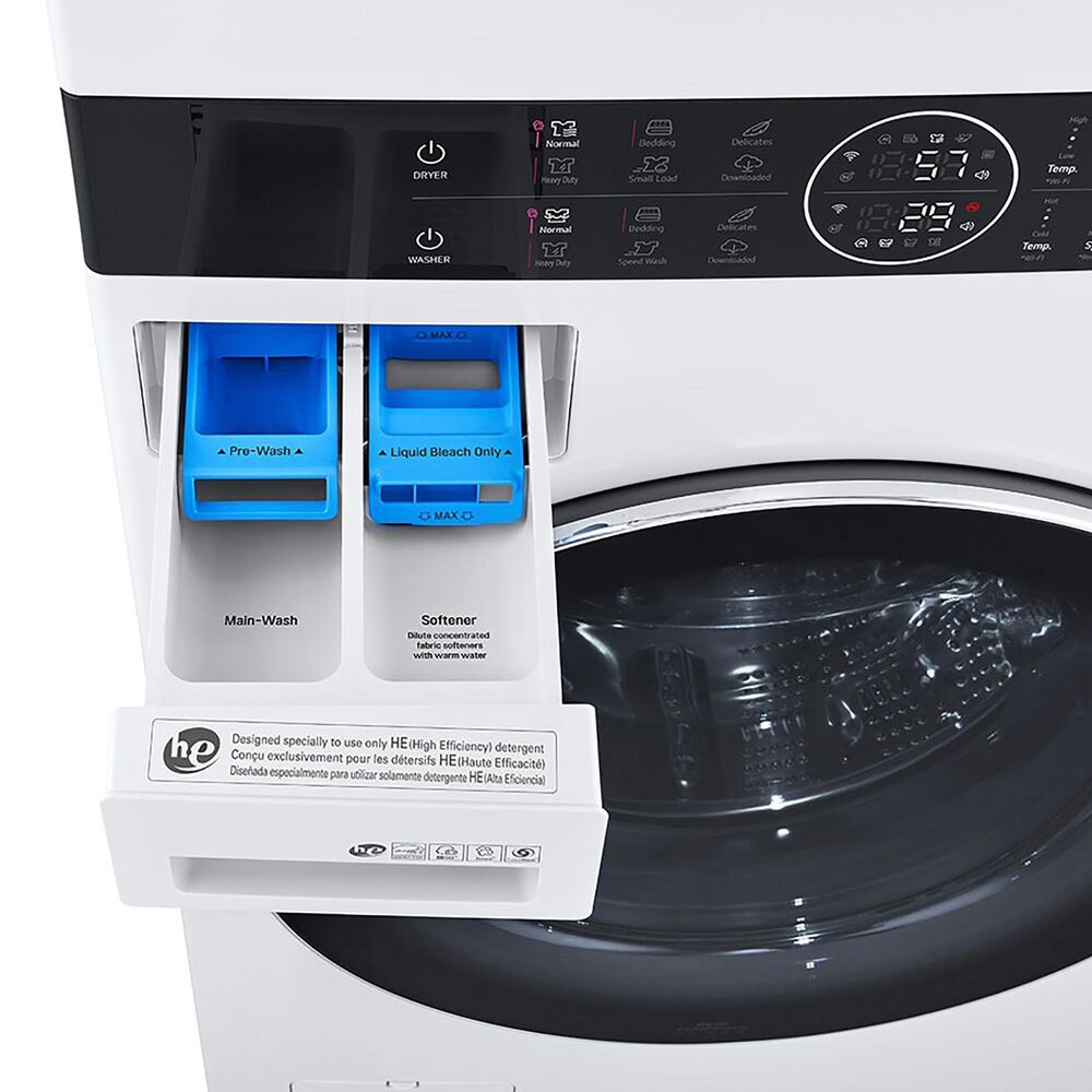LG Single Unit Front Load LG WashTower with Center Control 4.5 Cu. Ft. Washer and 7.4 Cu. Ft. Gas Dryer in White, , large