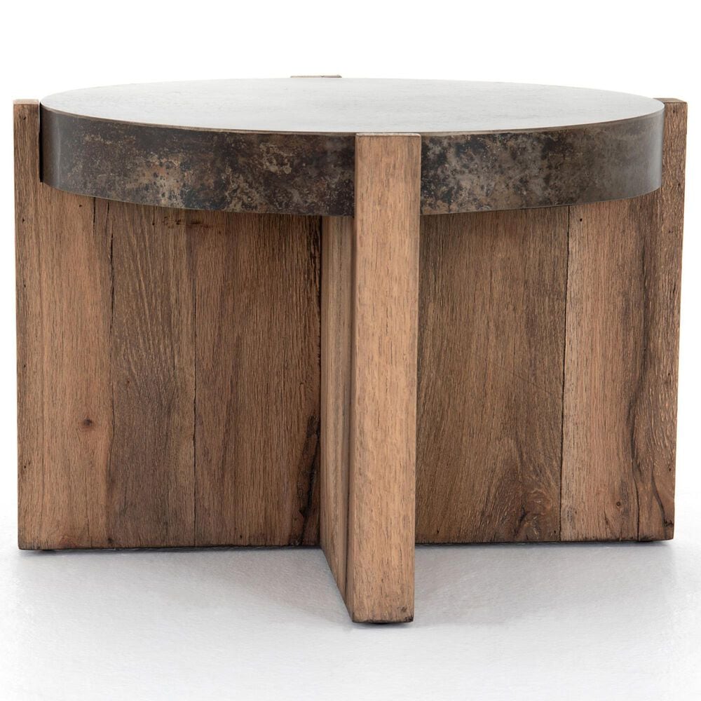 Four Hands Bingham End Table in Rustic Oak and Distressed Iron, , large