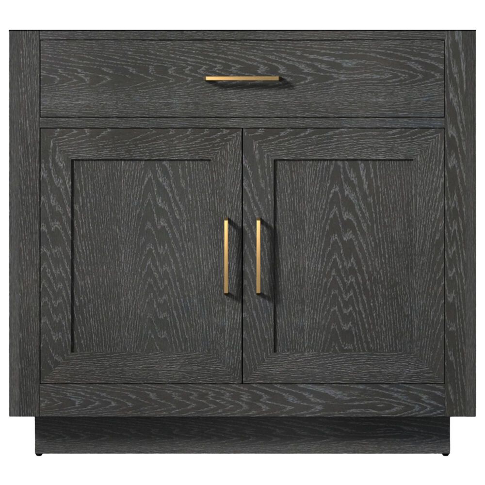 Lexora Home Abbey 36&quot; Single Bathroom Vanity in Black Oak with 2 cm White Quartz Top and Rectangular Sink, , large