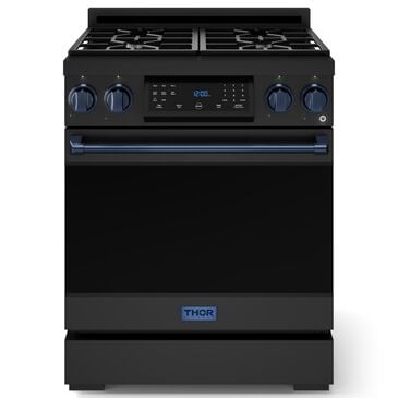 Thor Kitchen Gordon Ramsay 4.55 Cu. Ft. 30" Professional Natural Gas Range with Navy Blue Handle Kit in Black, , large