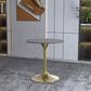 Leisuremod LeisureMod Verve Collection 27 Round Dining Table, Brushed Gold Base with Sintered Stone Grey Top, , large