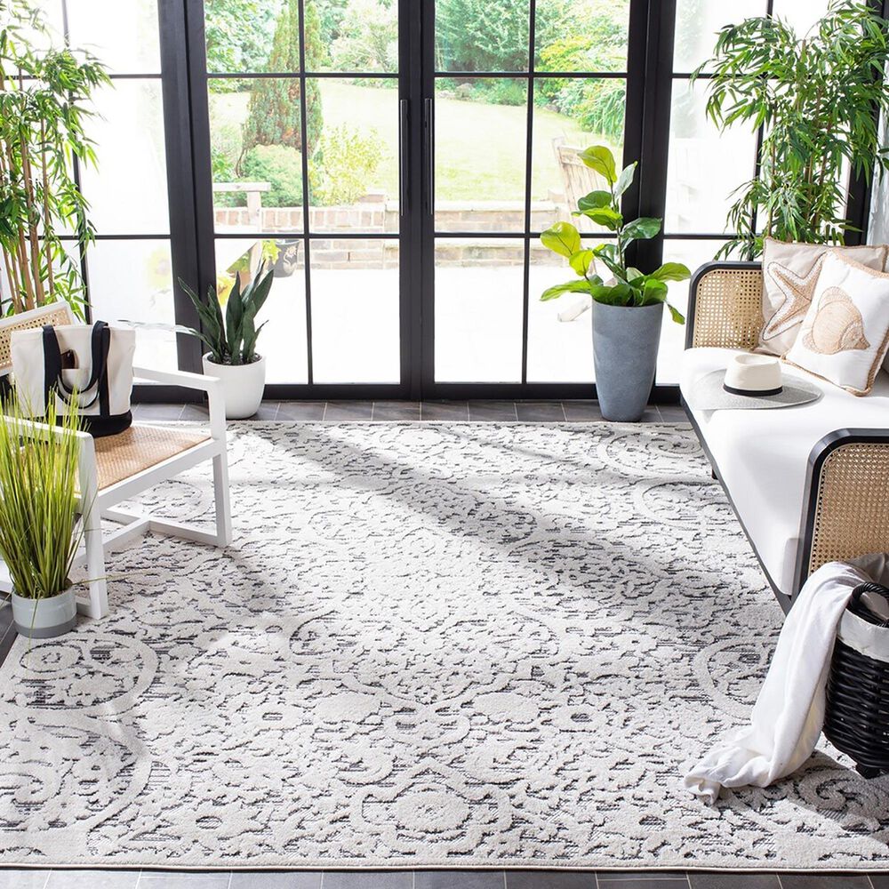 Safavieh Cabana CBN656A 9&#39; x 12&#39; Ivory and Grey Indoor/Outdoor Area Performance Rug, , large