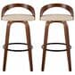 LumiSource Grotto 30" Swivel Barstool with Cream Faux Leather Upholstery in Walnut and Black (Set of 2), , large
