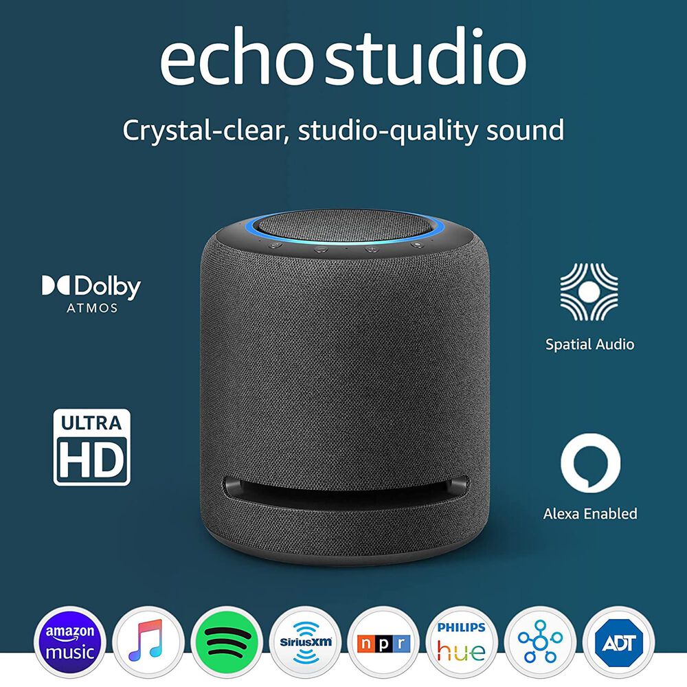 Echo Studio Hi-Res 330W Smart Speaker with Dolby Atmos and Spatial  Audio Processing Technology and Alexa Glacier White B09M67KSSF - Best Buy