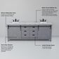 Lexora Home Marsyas 84" Double Bathroom Vanity in Dark Grey with White Carrara Marble Top and Rectangular Sinks, , large