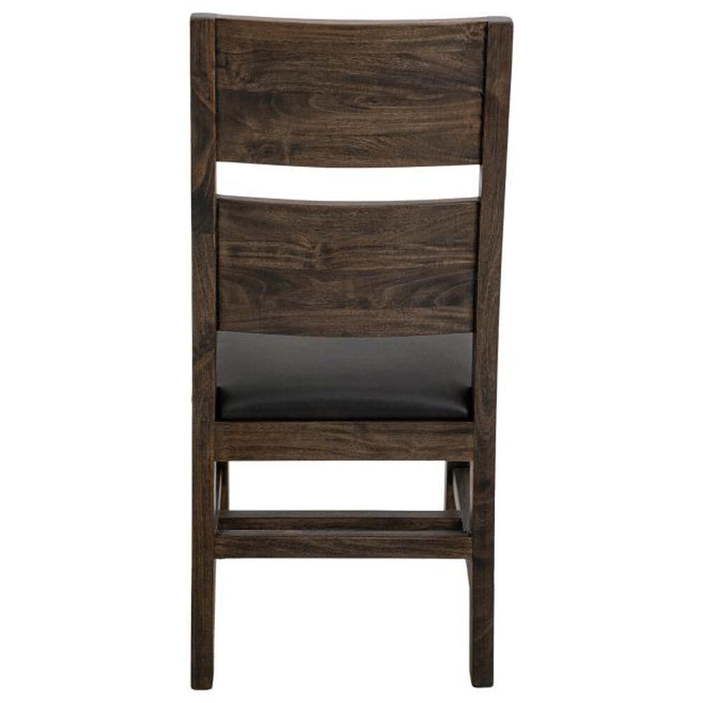 Fallridge Dark Teak Dining Side Chair in Stained Dark with Faux Leather Seat, , large