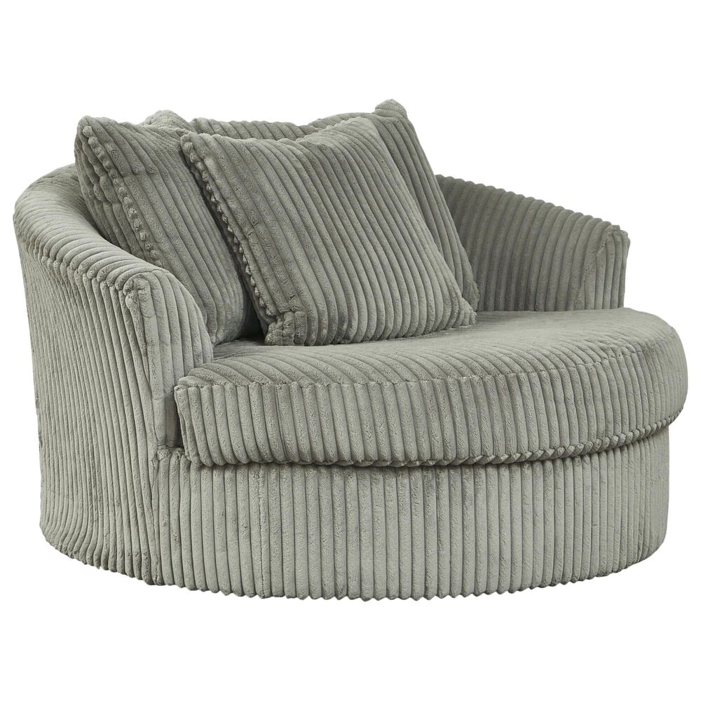 Ashley Lindyn Oversized Swivel Accent Chair in Fog, , large