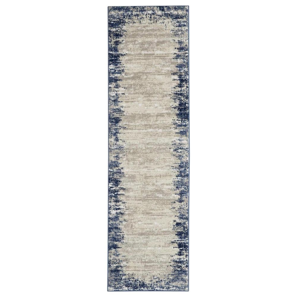 Nourison Cyrus CYR04 2"2" x 7"6" Ivory and Navy Runner, , large
