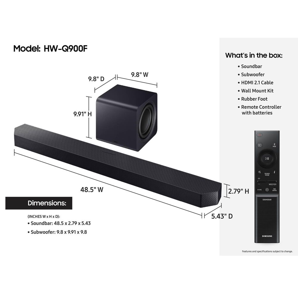 Samsung Q-Series 7.1.2 Channel Soundbar with Wireless Subwoofer in Titan Black, , large