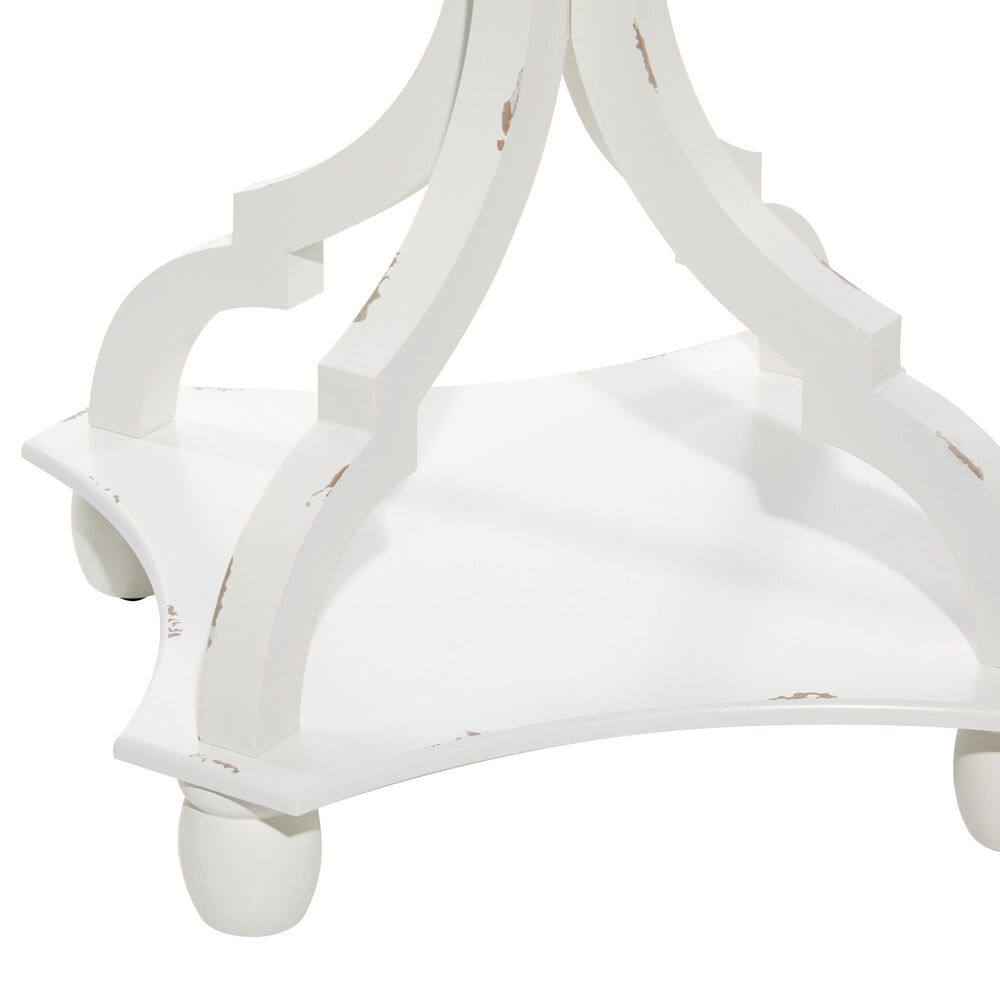 Uma Enterprises Accent Table in White and Distressed Brown, , large
