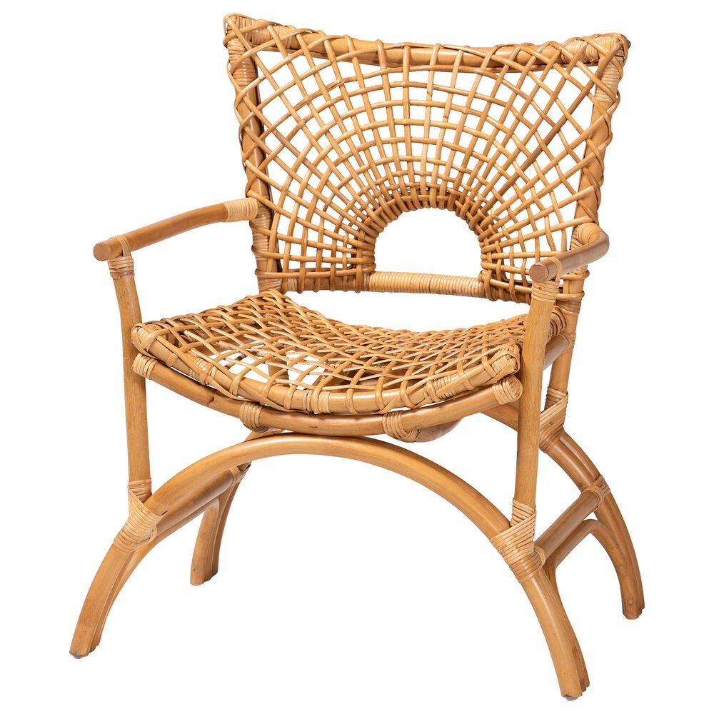 Baxton Studio Mamba Arm Chair in Light Honey, , large