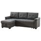 HOMLUX 84"W Reversible Linen Sleeper Sectional Sofa with Storage Chaise, in Dark Gray, , large
