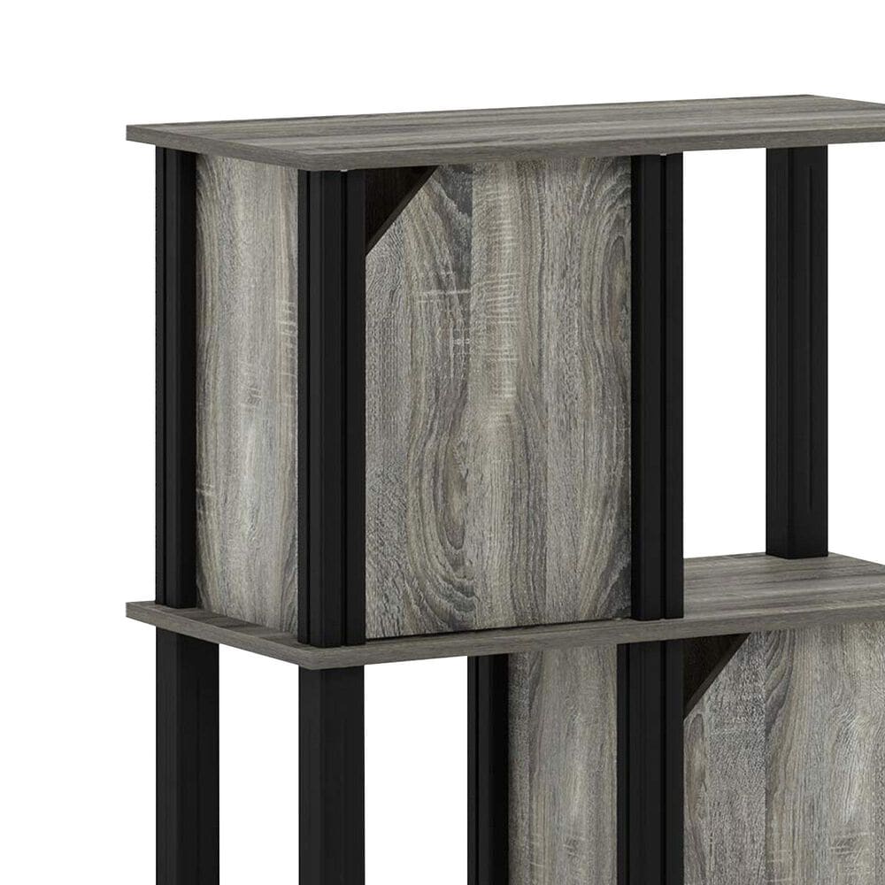 HOMLUX 4-Tier Storage Bookcase with Three Doors in French Oak and Black, , large
