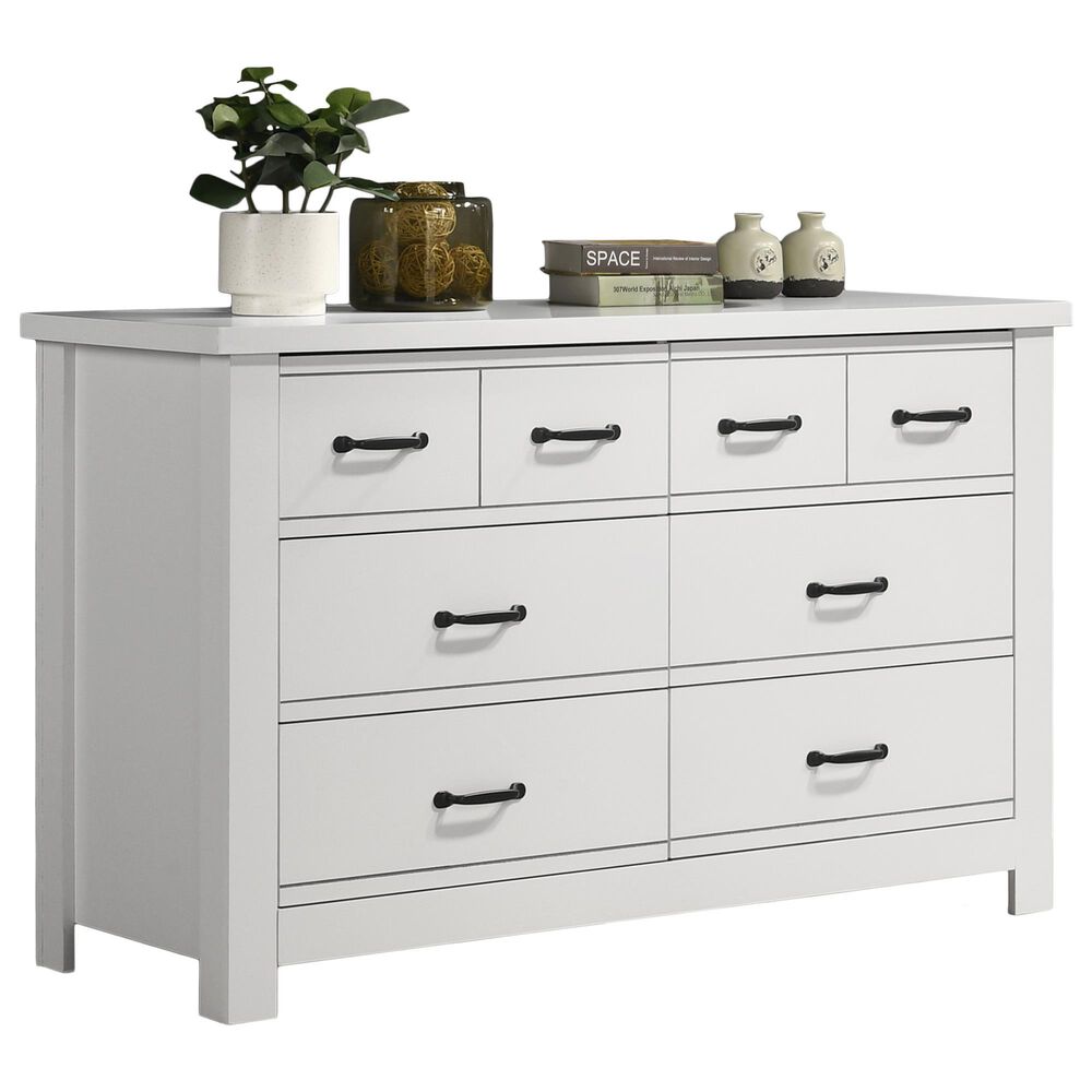 HOMLUX 3-Piece Bedroom Set with 6-Drawer Dresser, 5-Drawer Chest &amp; Nightstand in White, , large