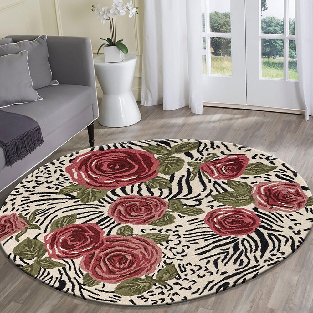 L&amp;R Resources Sinuous Rose Garden 4&#39; Round Multicolor Area Rug, , large