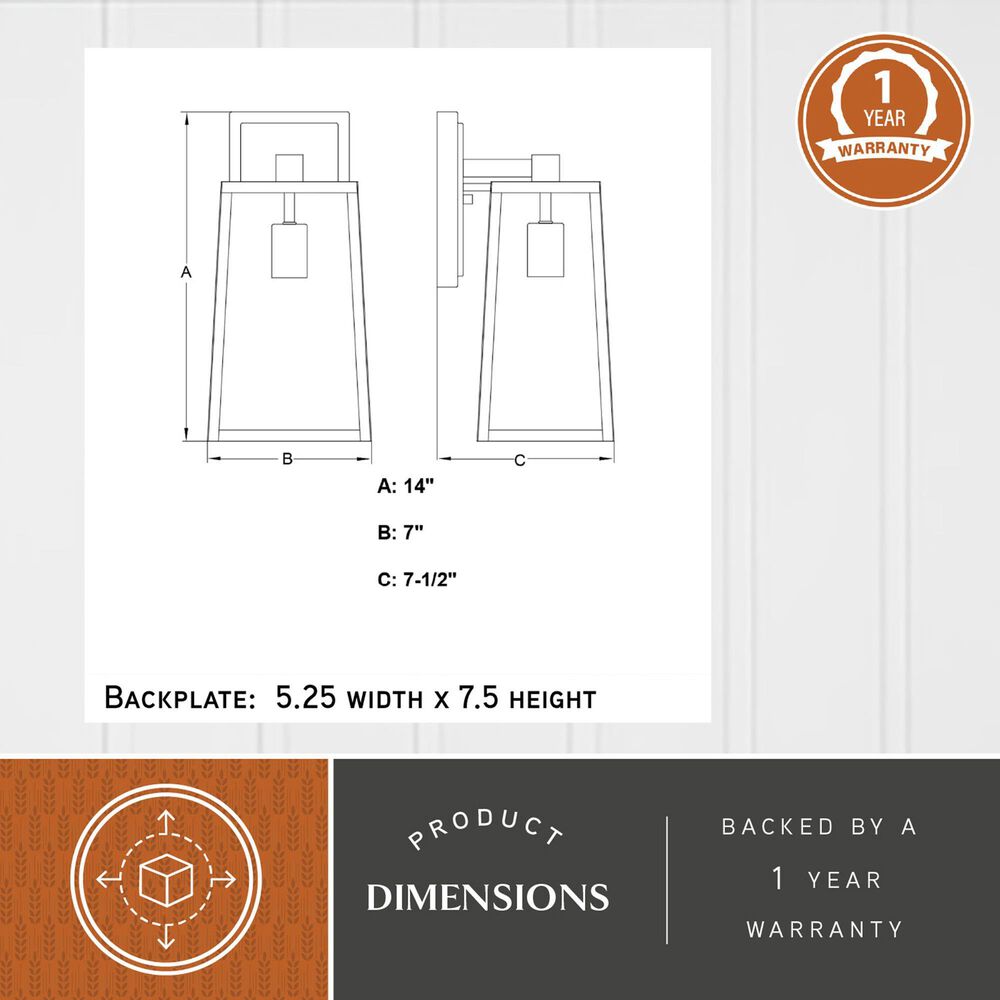 Vaxcel Sutton 1-Light Outdoor Wall Sconce in Matte Black, , large