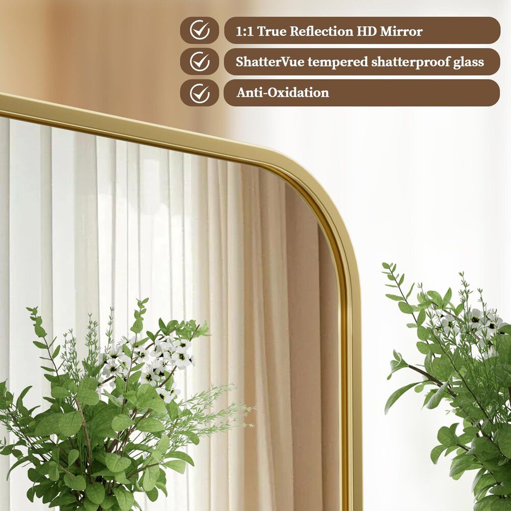 HOMLUX 24" x 36" Rectangular Wall Mirror in Gold, , large