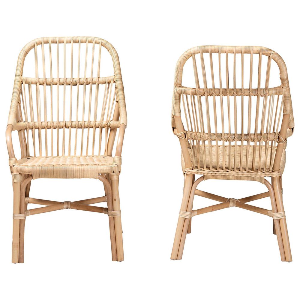 Baxton Studio Sumatera Arm Chair in Natural Brown (Set of 2), , large