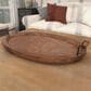 Maple and Jade Oval Tray with Scroll Metal Handles in Oiled Brown, , large