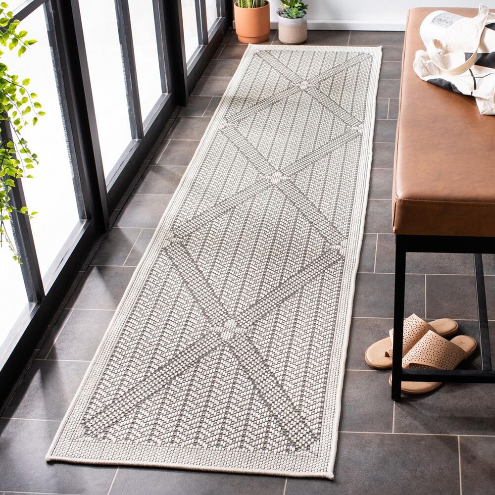 Safavieh Bermuda 2&#39; x 10&#39; Cream and Grey Indoor/Outdoor Performance Runner, , large