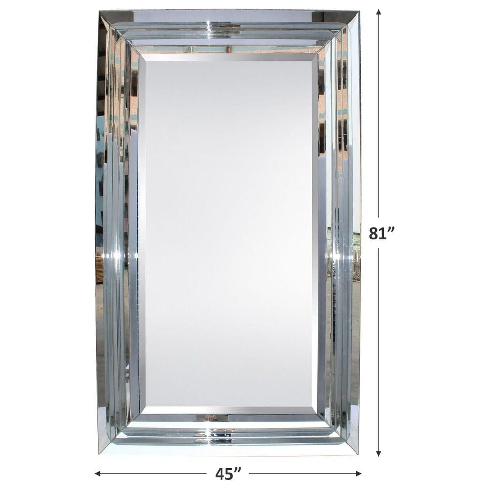 Garber Collection 81&quot; Glass Modern Floor Mirror in Silver, , large