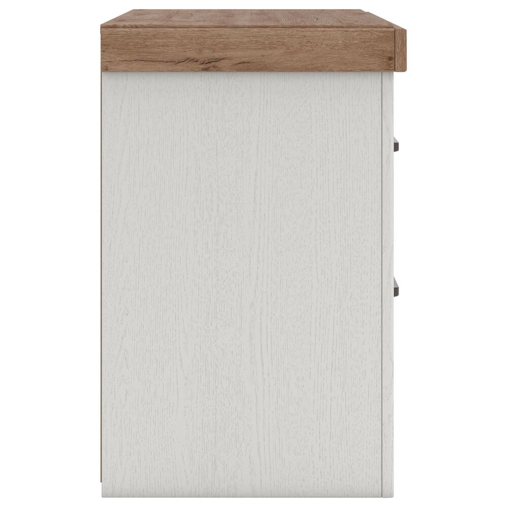 Ashley Savonport Twin Storage Bed with Dresser Chest and Nightstand in White and Brown, , large