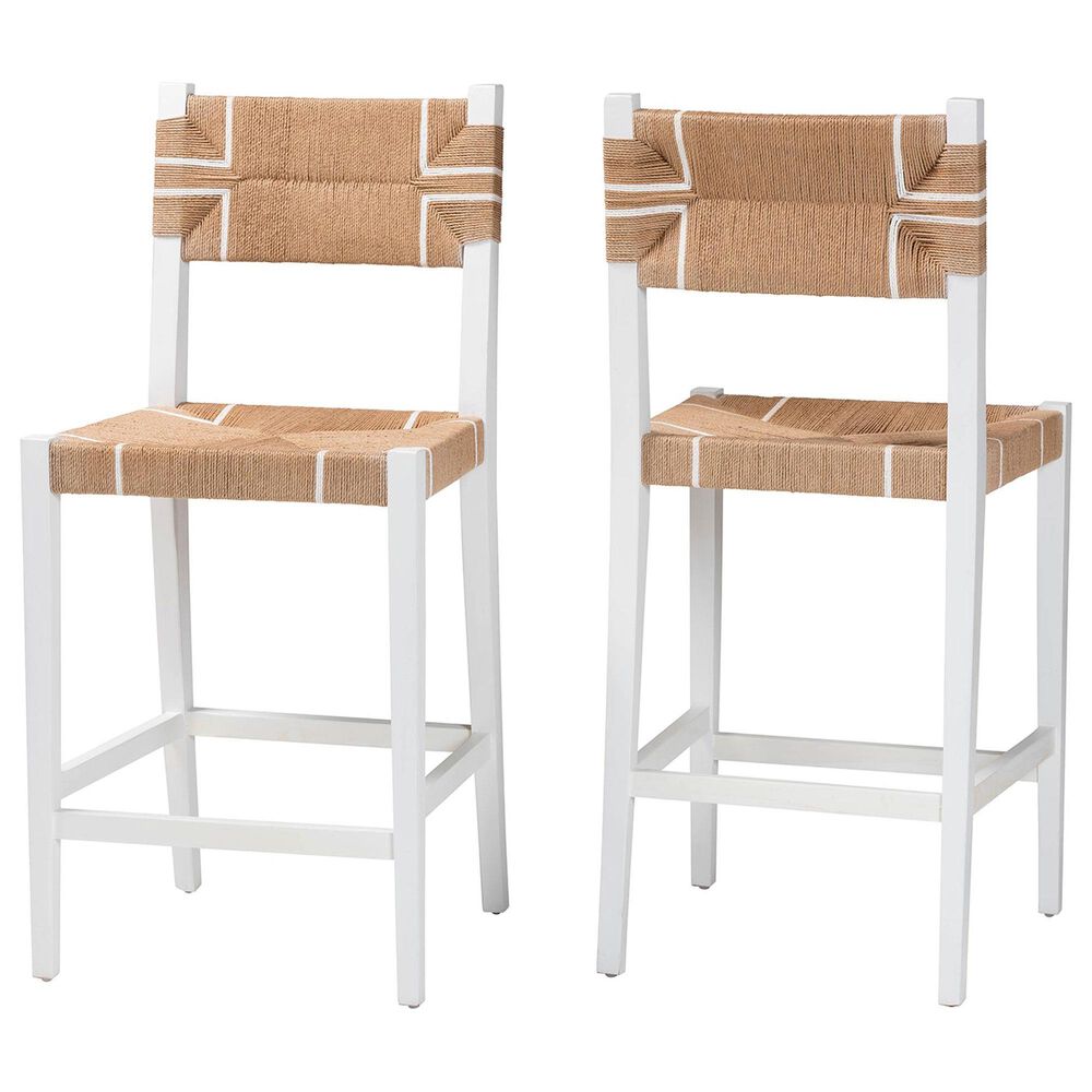 Baxton Studio Talli Bar Stool in White (Set of 2), , large