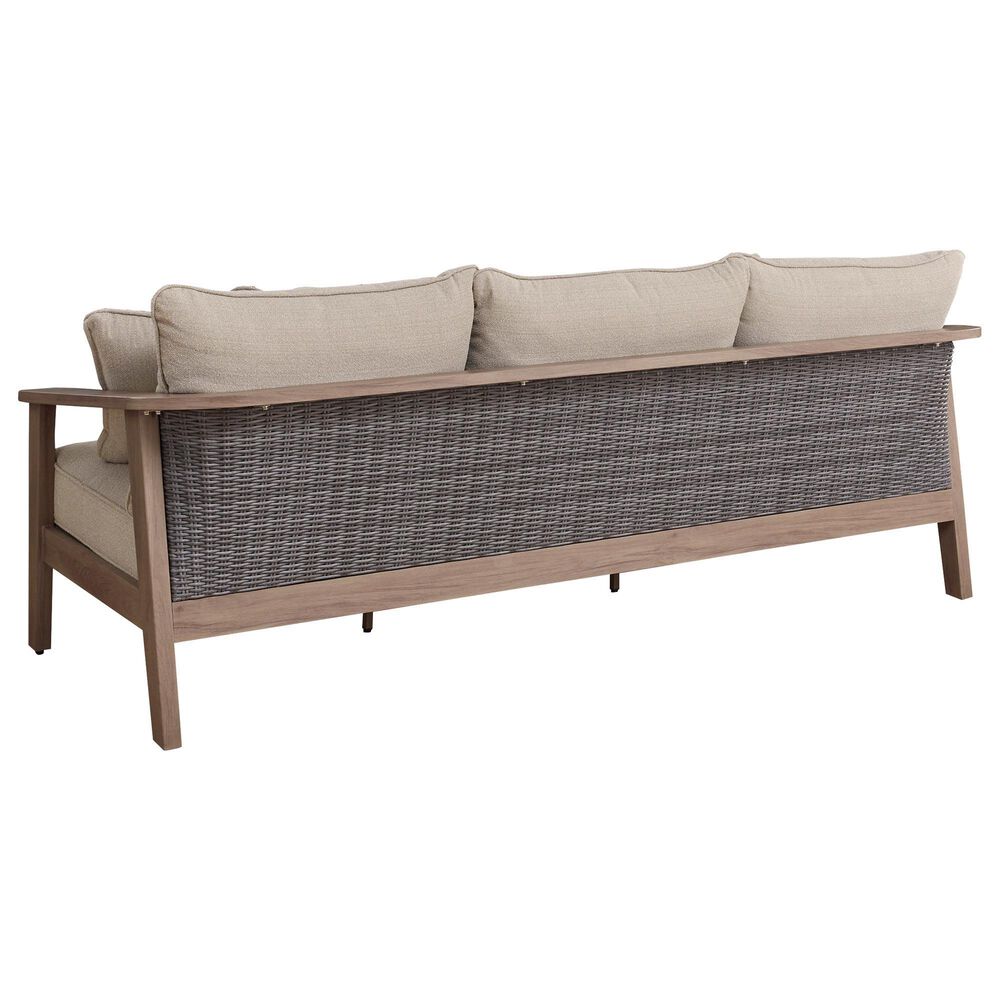 Ashley Harmony Headlands Outdoor Sofa with Cushion in Natural and Gray, , large