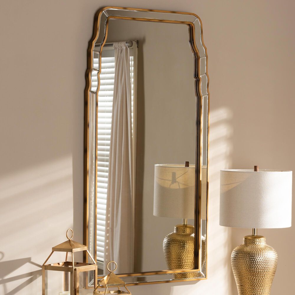 Baxton Studio Alice Accent Wall Mirror in Antique Gold, , large