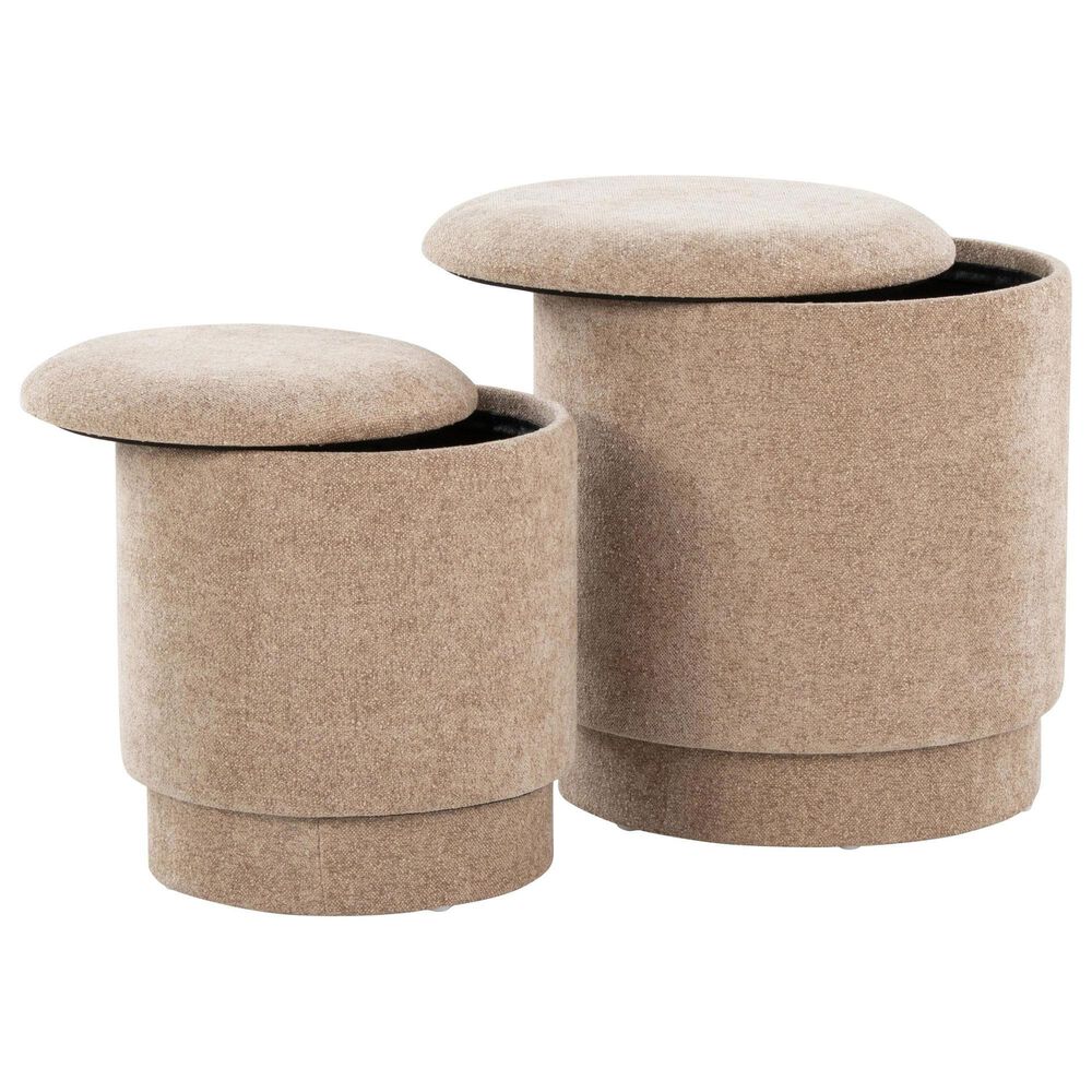 Lumisource Marla 2-Piece Upholstered Ottoman Set in Brown, , large