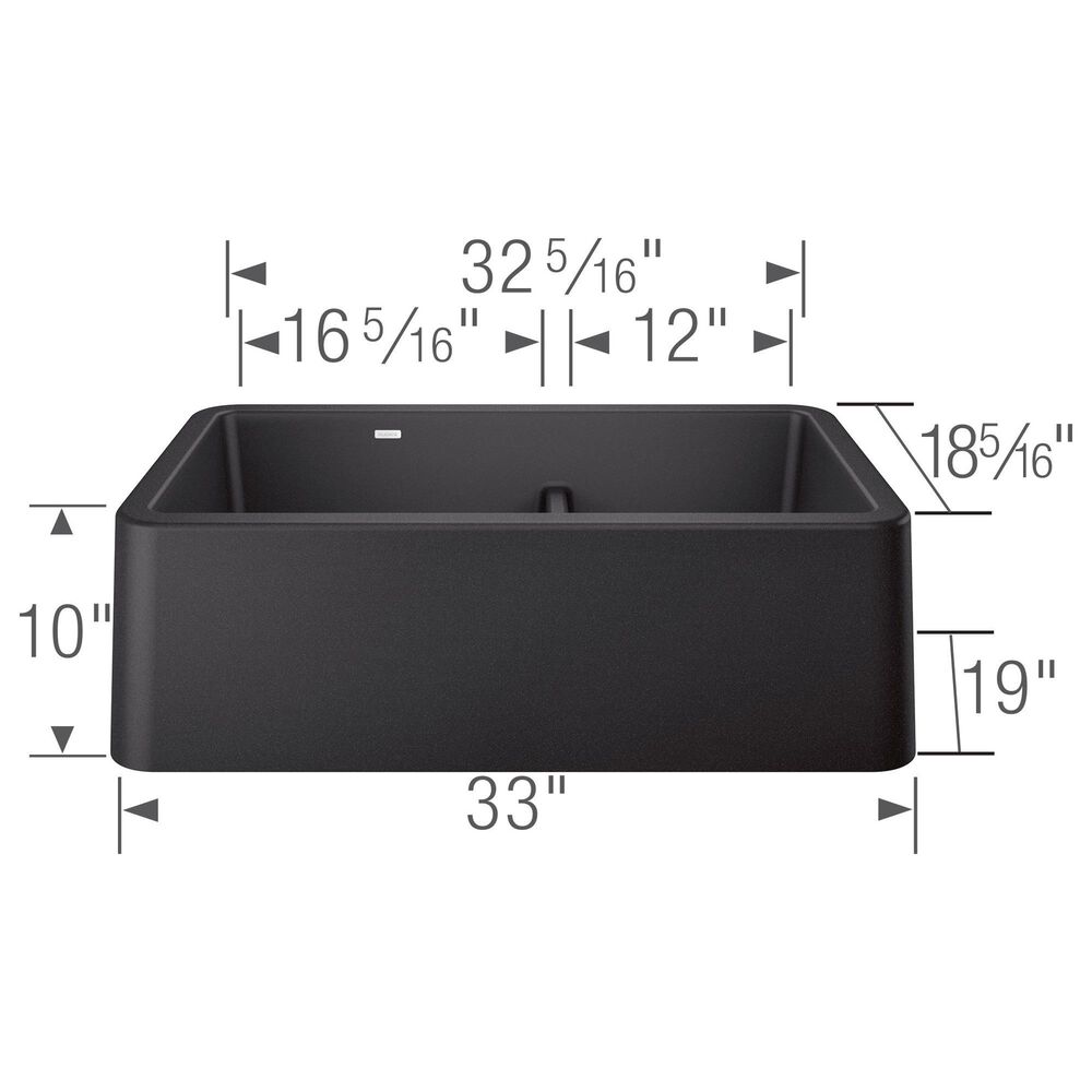 Blanco Ikon 33&quot; Apron Double Bowl Farmhouse Sink with Low Divide in Anthracite, , large