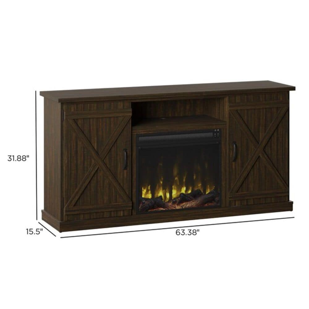 Classic Flame Twin Star 64&quot; Barndoor Fireplace in Saw Cut Espresso, , large