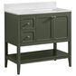 37B Ravello 36" Single Bathroom Vanity Cabinet in Deep Olive Green with Marble Top and Backsplash, , large