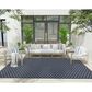 Nourison Twist Reversible 8" x 10" Navy Indoor/Outdoor Area Rug, , large