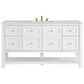 James Martin Vanities Breckenridge 60" Single Bathroom Vanity in Bright White with 3 cm Eternal Jasmine Pearl Quartz Top and Rectangular Sink, , large