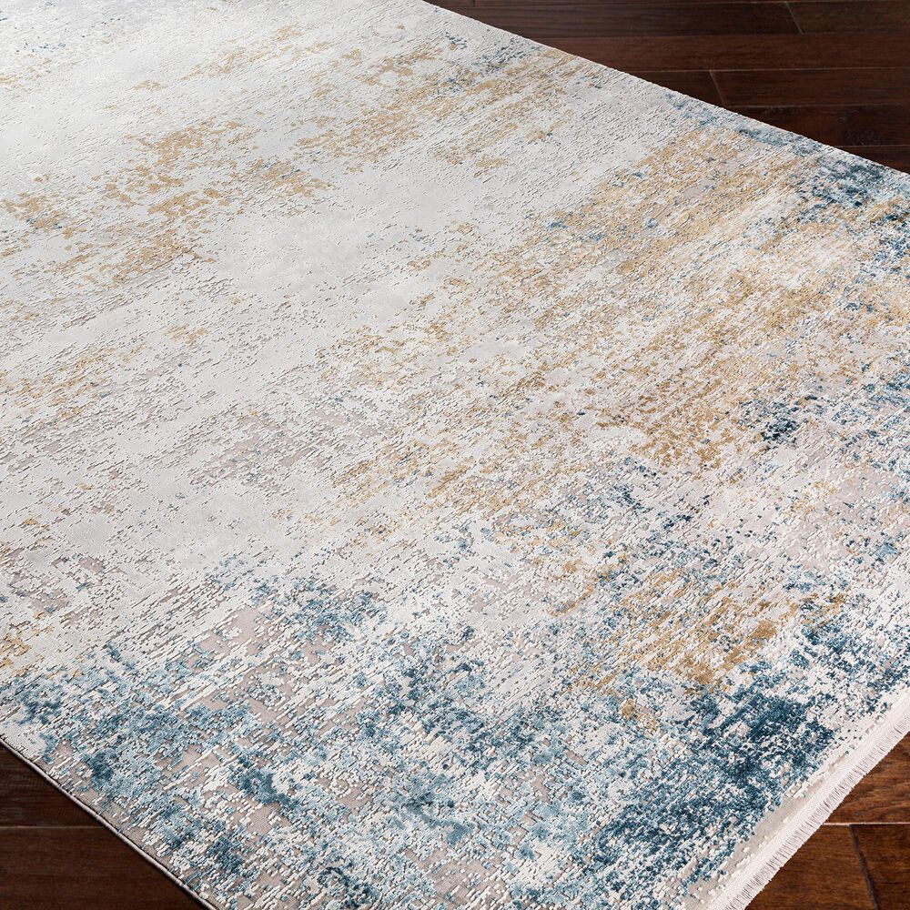Surya Solar 6&#39;7&quot; x 9&#39;6&quot; Sky Blue, Dark Blue, Saffron, White, Gray and Charcoal Area Rug, , large