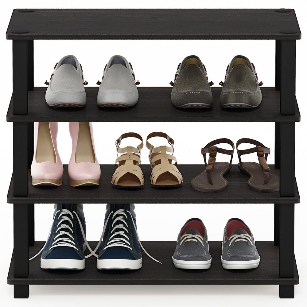 HOMLUX 4-Tier Shoe Rack in Espresso and Black, , large