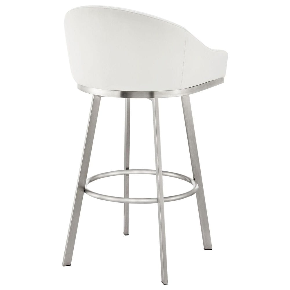 Blue River Eleanor Swivel Barstool with White Cushion in Brushed Stainless Steel, , large