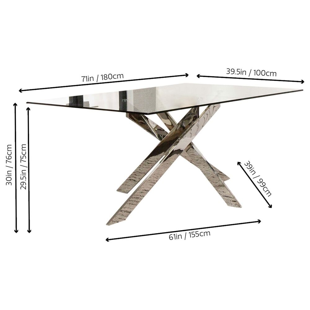 SUNSET Aldo and Ava 7-Piece Rectangular Dining Set in Clear and Chrome, , large
