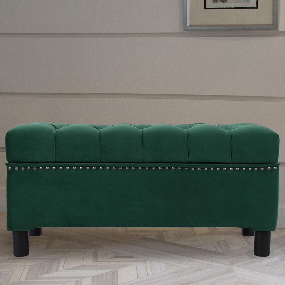 Jennifer Taylor Home Renee Tufted Storage Bench in Evergreen, , large