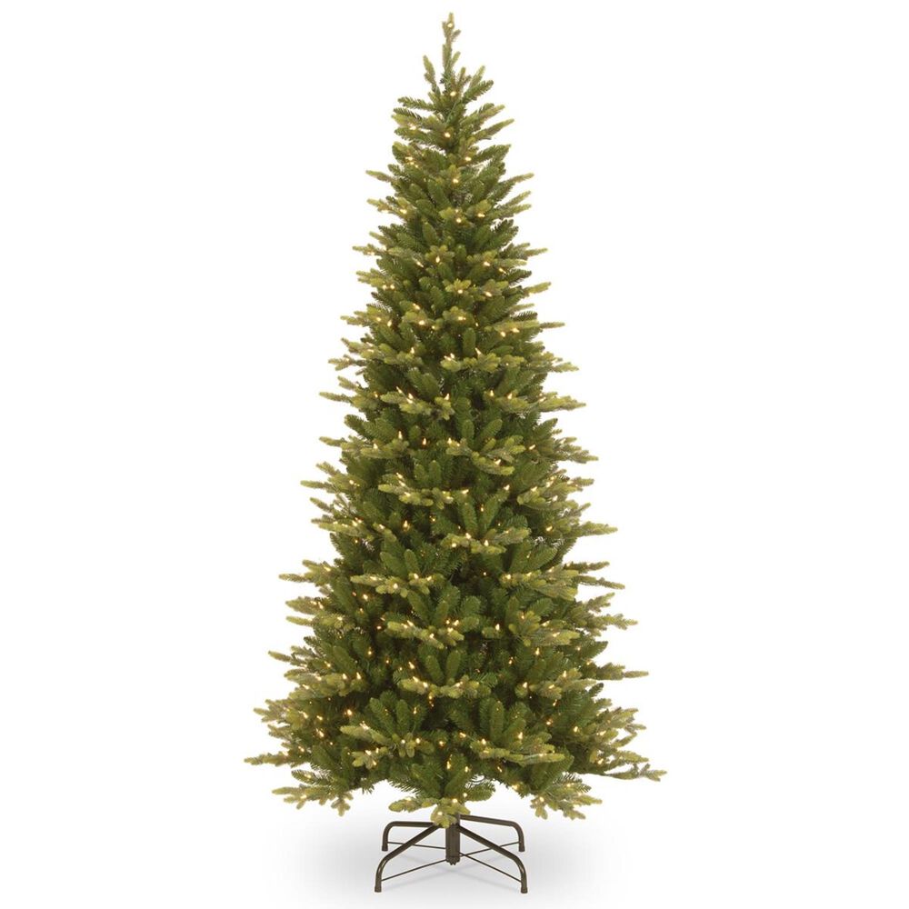 National Tree 7.5" Feel Real Glen Ridge Spruce Slim Tree with 600 White Lights, , large