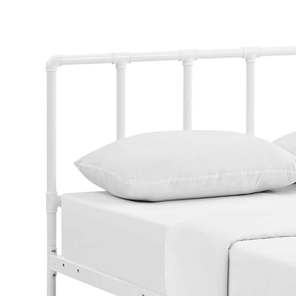 Modway Dower Stainless Steel Queen Platform Bed in White, , large